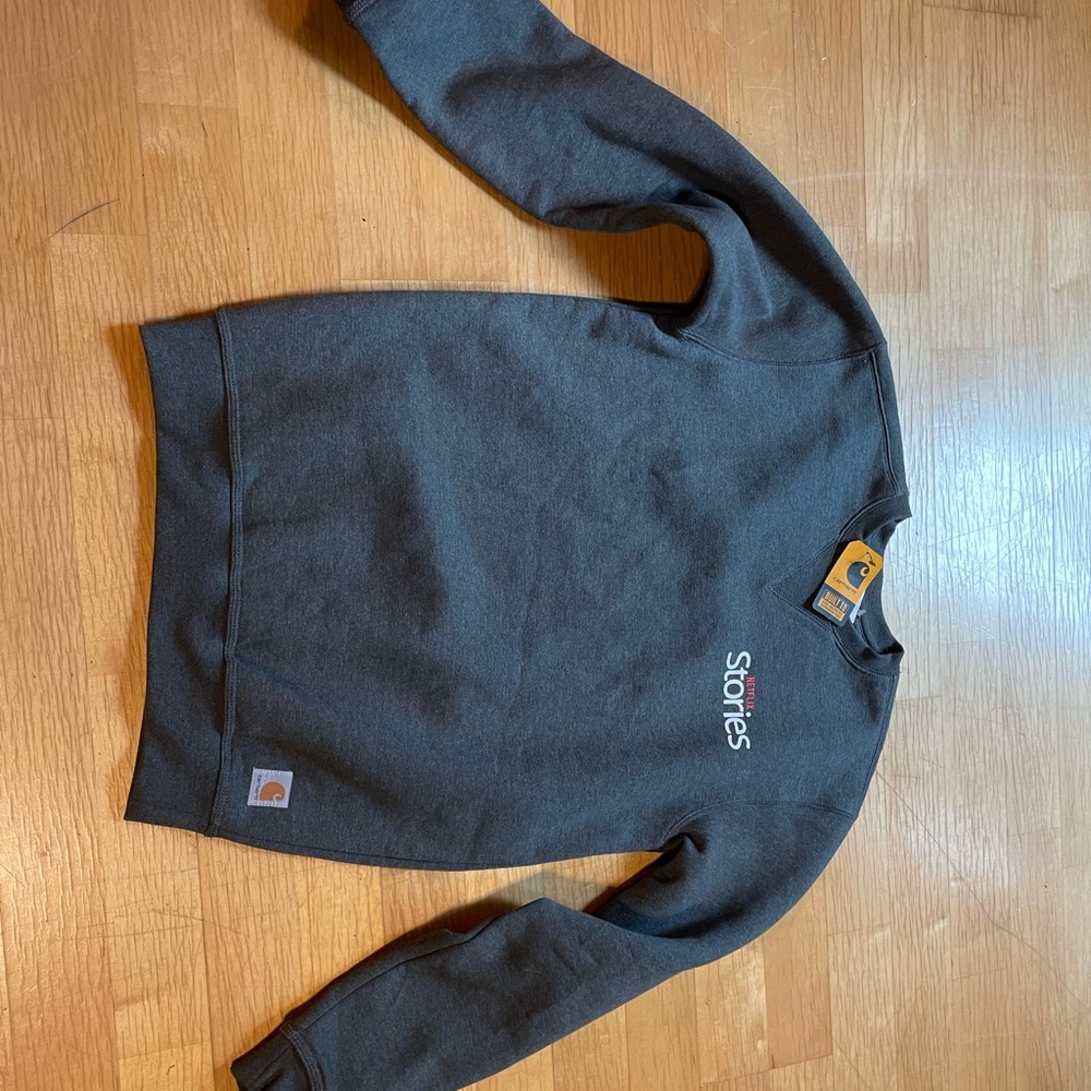 Carhartt Men's Dark Gray NEW Netflix Stories Mid-weight Loose-fit Crewneck Sweat - Picture 2 of 4
